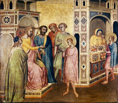 Sint Eligius voor koning Clothar door Taddeo Gaddi