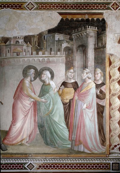 De ontmoeting van Anna en Joachim bij de Gouden Poort (detail) - fresco, ca. 1327 door Taddeo Gaddi