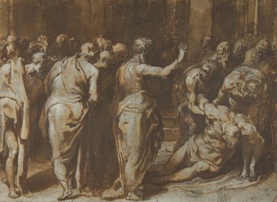 Sint Paulus wekt Eutychus tot leven door Taddeo Zuccaro