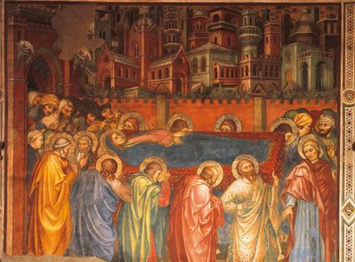 Begrafenis van de Maagd, scène uit het leven van de Maagd door Taddeo di Bartolo