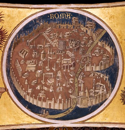 Perspectiefkaart van Rome met de monumenten van de oudheid, 1414 door Taddeo di Bartolo