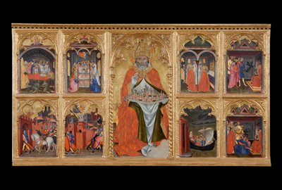 San Gimignano op de Troon met Acht Verhalen van Zijn Leven door Taddeo di Bartolo