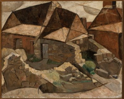 Landschap met huizen door Tadeusz Makowski