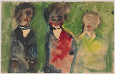 Drie vrouwelijke figuren in avondkleding door Tadeusz Makowski