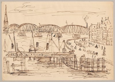 Gezicht op Rotterdam door Tadeusz Makowski