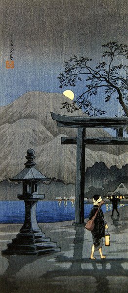 Lantaarn en Tori-poort door Takahashi  Hiroaki