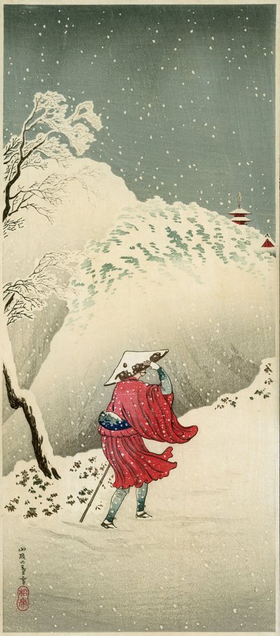 Reiziger in de sneeuw door Takahashi  Hiroaki