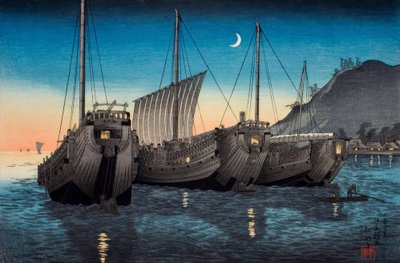 Junks in Inatori Bay, Izu door Takahashi Hiroaki