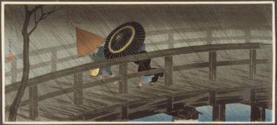 Regen op de Izumi-brug door Takahashi Hiroaki