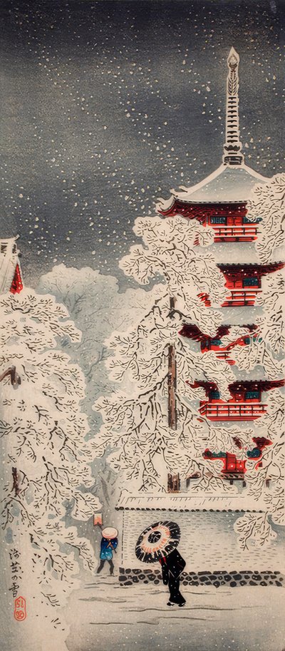 Sneeuw bij Asakusa, Yedo, Musashi-provincie door Takahashi Hiroaki