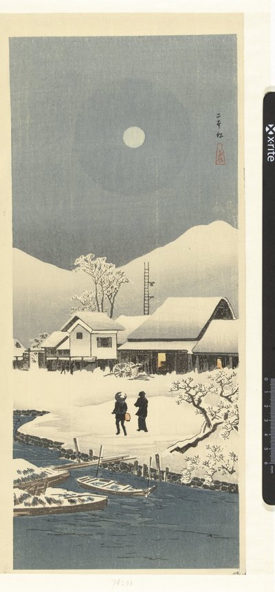 Sneeuwlandschap in de maneschijn door Takahashi Hiroaki