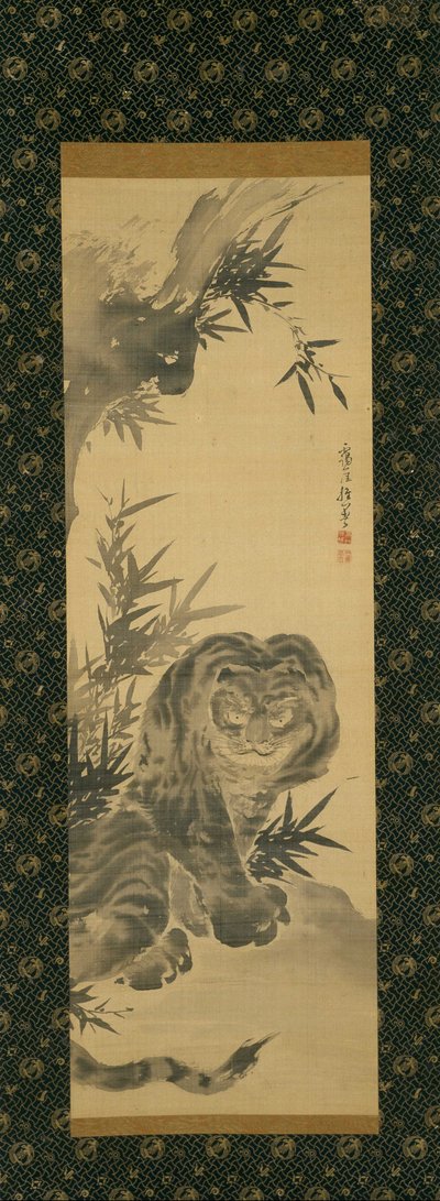 Tijger en bamboe door Takaku Aigai