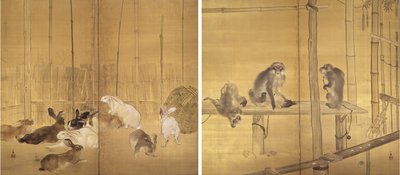 Apen en Konijnen door Takeuchi Seiho