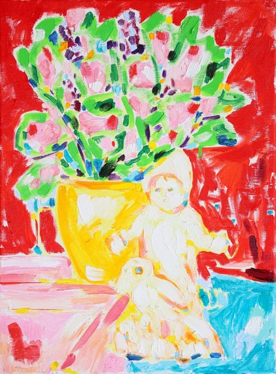 Kleurrijke bloemen en een pop door Tamara Jare