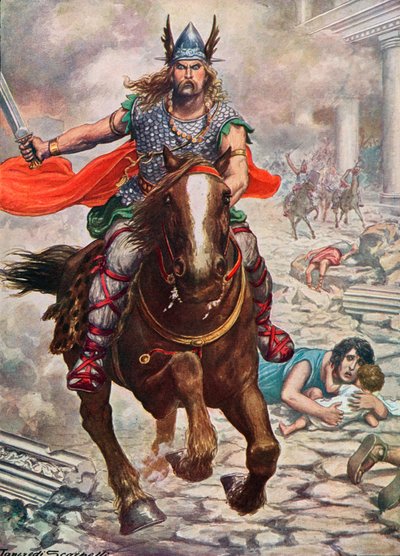 Attila de Hun verwoest Aquila door Tancredi Scarpelli