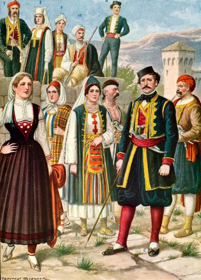 Kostuums van Dalmatië en Morlacchi door Tancredi Scarpelli
