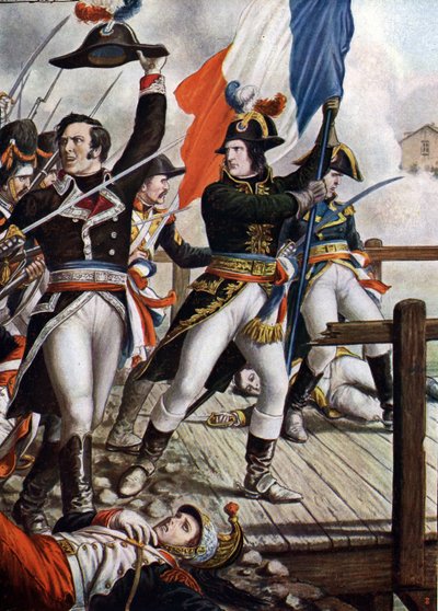 Eerste Italiaanse Campagne: Napoleon Bonaparte (1769-1821) bij de Slag om de Brug van Arcole, november 1796 door Tancredi Scarpelli