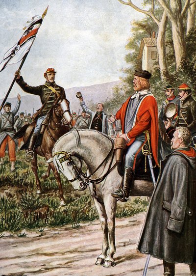 Frans-Duitse Oorlog van 1870: Italiaanse patriot Giuseppe Garibaldi tijdens de Slagen van Dijon door Tancredi Scarpelli