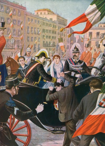 Giovanni Passanante doet een poging om koning Umberto I te vermoorden door Tancredi Scarpelli