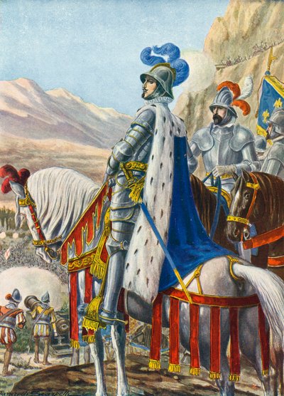 Koning Frans I van Frankrijk bekijkt de Alpen op 15 augustus 1515 door Tancredi Scarpelli