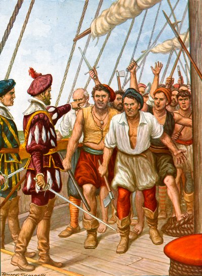 Muiterij van de bemanning van het Portugese schip Fior del Mare door Tancredi Scarpelli