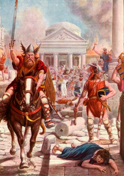 Rome binnengevallen door de barbaren door Tancredi Scarpelli