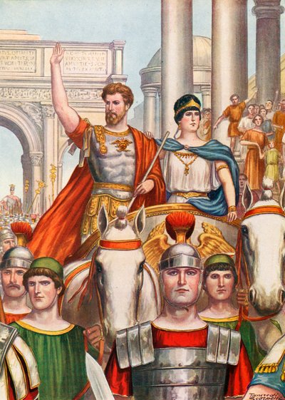Septimus Severus betreedt Rome met een mooie vrouw door Tancredi Scarpelli