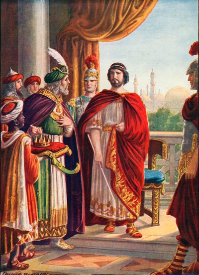 De Koning van Perzië, na de slag bij Tigric, vraagt om vrede met Keizer Julianus door Tancredi Scarpelli
