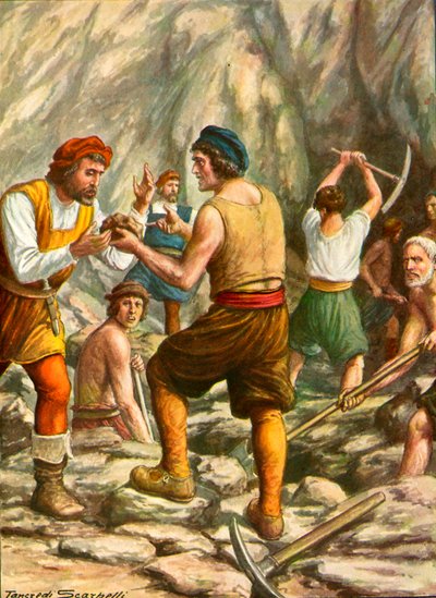 De Spanjaarden vinden goud in de regio nabij de rivier Hina door Tancredi Scarpelli