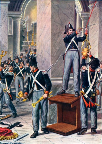 De plundering van Cesena door pauselijke soldaten, 1832 door Tancredi Scarpelli