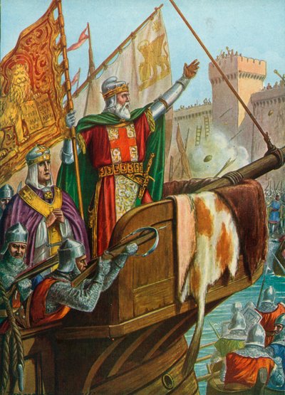 De oude doge Enrico Dandolo plundert Constantinopel, 1204 door Tancredi Scarpelli