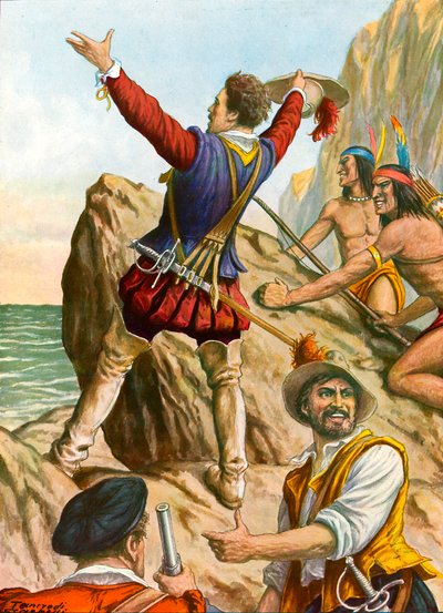 Vasco Núñez de Balboa ziet de Stille Oceaan door Tancredi Scarpelli