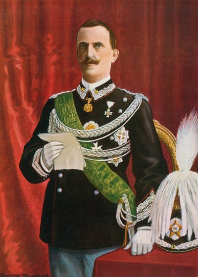 Vittorio Emanuel III leest, 1900 door Tancredi Scarpelli