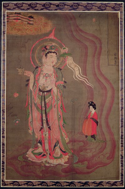 Een Bodhisattva die een dame naar het Pure Land leidt, c.851-900 door Tang Dynasty Chinese School