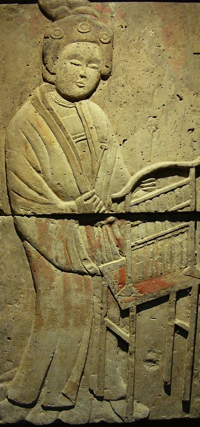 Stele met een muzikant (terracotta) door Tang Dynasty Chinese School