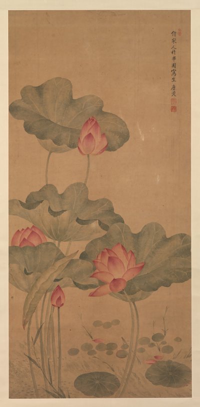 Rode Lotus en Vis door Tang Guang