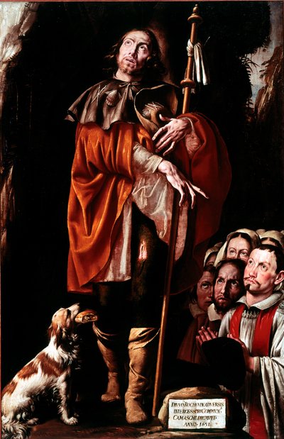 Sint Rochus De heilige draagt de builenpest op zijn been. Schilderij door Tanzio da Varallo door Tanzio da Varallo