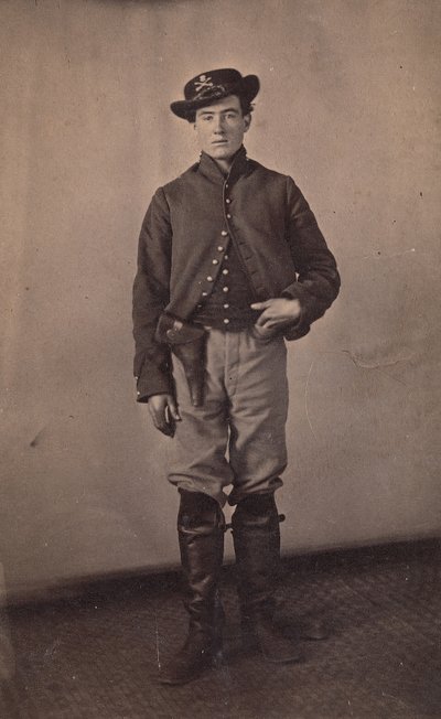 Uniesoldaat met pistool in holster, 1861-65 door Tappin