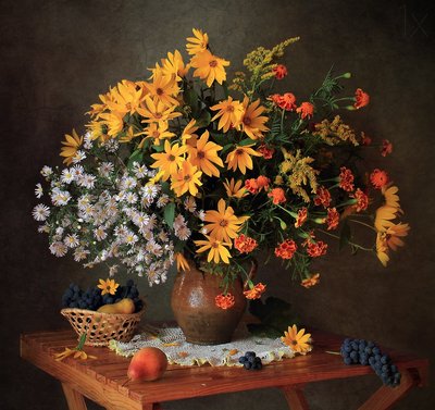 Herfstbloemstilleven door Tatyana Skorokhod