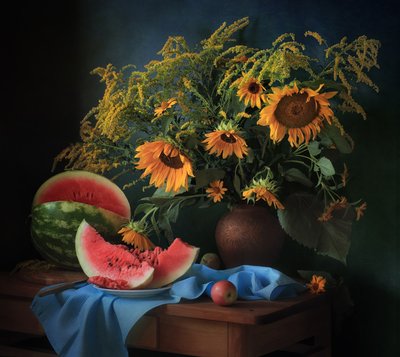 Gouden zonnebloemen Watermeloen door Tatyana Skorokhod