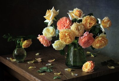 Stilleven met een sombere roos door Tatyana Skorokhod