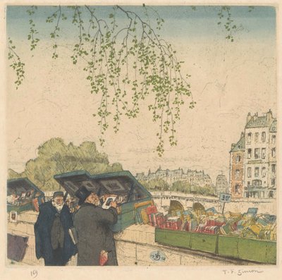 Boekhandelaar op een kade in Parijs door Tavík František Šimon (signed by artist)