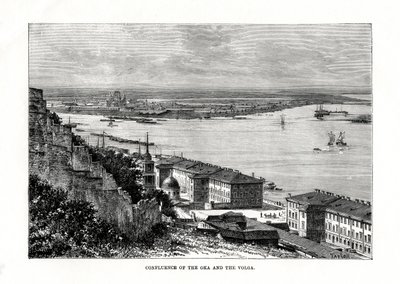 Samenvloeiing van de Oka en de Wolga, Rusland, 1879 door Taylor