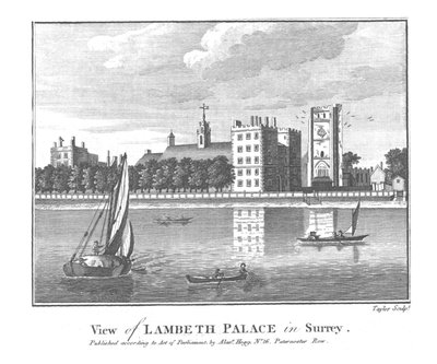 Uitzicht op Lambeth Palace in Surrey, eind 18e eeuw door Taylor