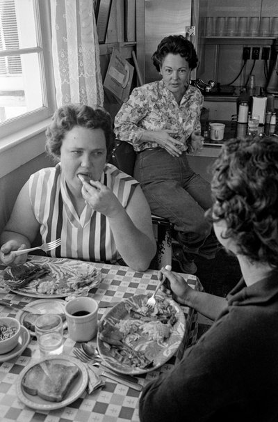 Vrouwen praten tijdens het ontbijt in een diner in Oregon door Ted Spiegel