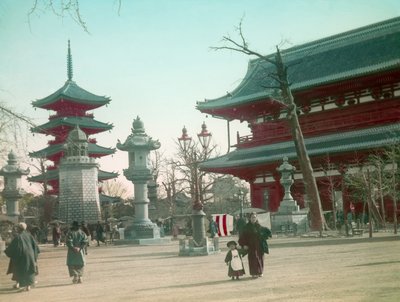 Senso - Ji tempelpoort, Tokio circa 1900 - 1915 (foto) door Teijiro Takagi