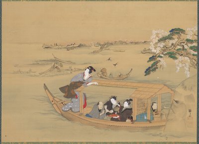 Pleziervaartuig op de Sumida Rivier door Teisai Hokuba