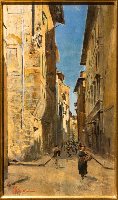 Gedeeltelijk uitzicht op een straat in het historische centrum van Florence, ca. 1880 door Telemaco Signorini