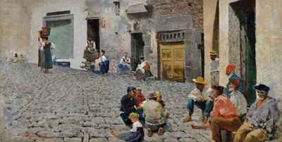 Zeelieden in Riomaggiore, ca. 1892-93 door Telemaco Signorini