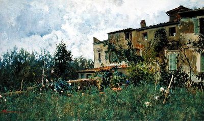 Zomerse bui in Settignano door Telemaco Signorini